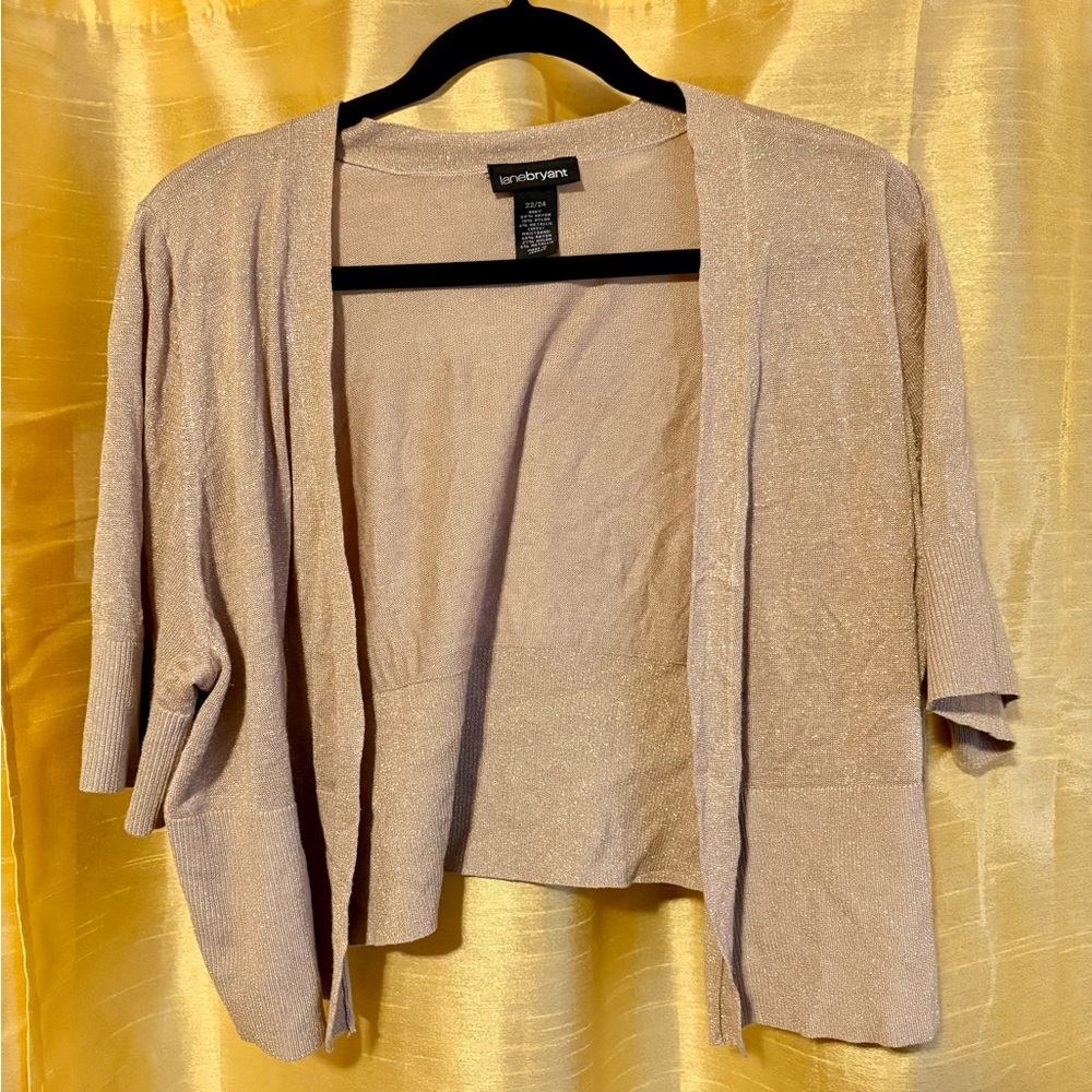 Lane Bryant gold metallic sparkly cardigan